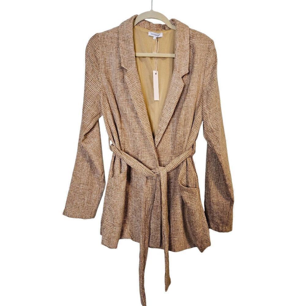 Crescent tan belted jacket. Size L. NWT.